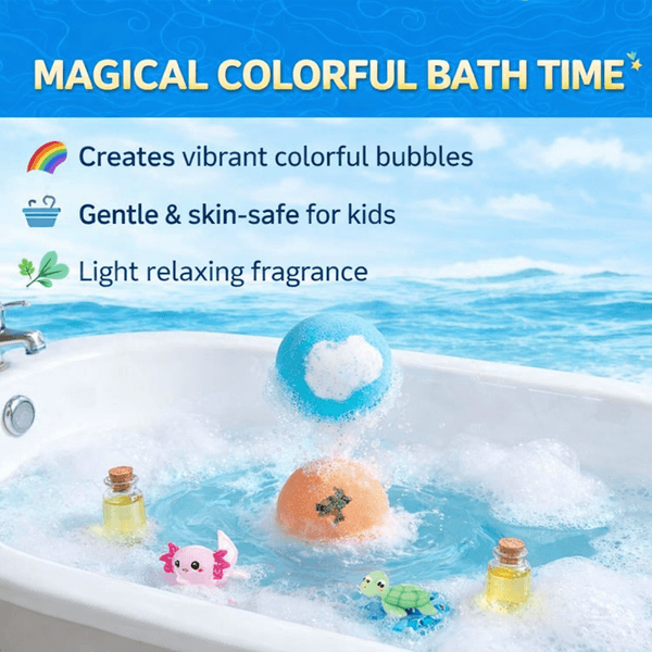Magic Rainbow Bath Bombs: Turn "No!" Into "Let's Go!" – 6-Pack with Sensory Surprise Toys