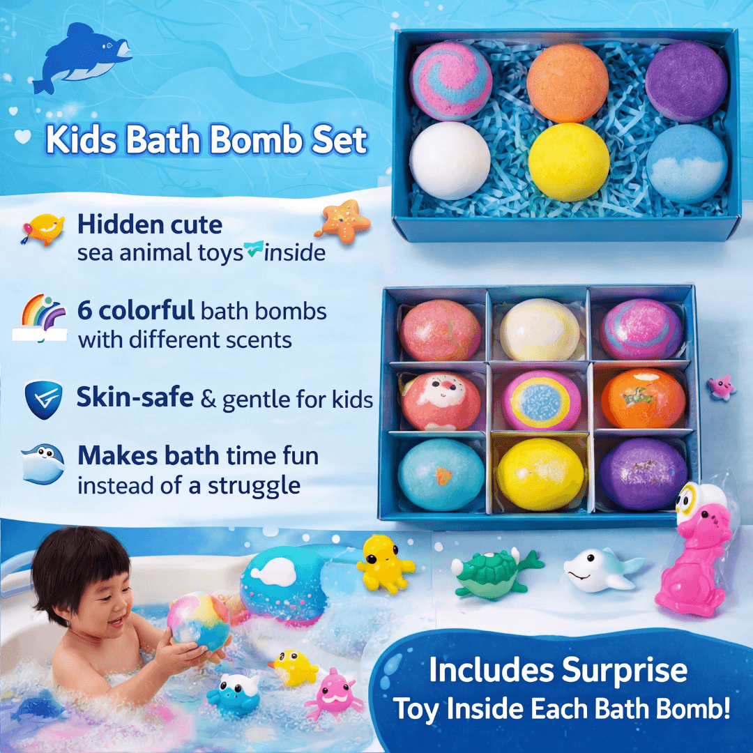 Magic Rainbow Bath Bombs: Turn "No!" Into "Let's Go!" – 6-Pack with Sensory Surprise Toys